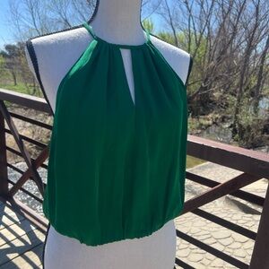 Alice + Olivia Emerald Green Halter Blouson Camisole